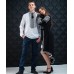 Embroidered Man&Woman Set "Contrasts" black